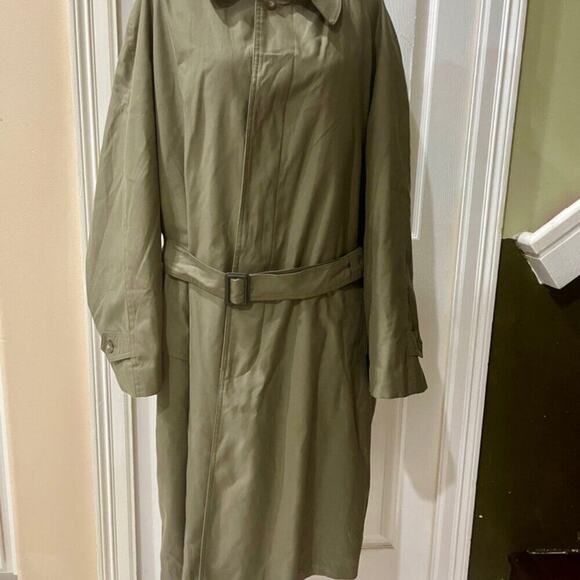 VINTAGE RALPH LAUREN TRENCH COAT BELTED OLIVE GREEN ZIP LINER SZ 42R AESTHETIC - Picture 12 of 16